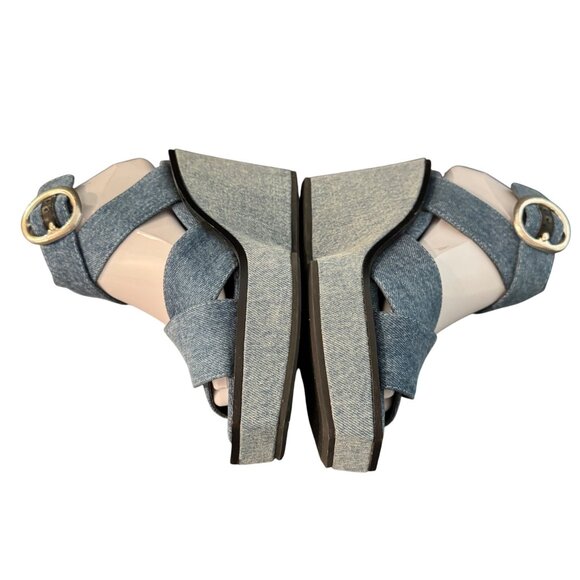 Rag & Bone Women's Santiago Crisscross Blue Denim Wedge Sandal Size 35 WORN ONCE - Picture 3 of 7